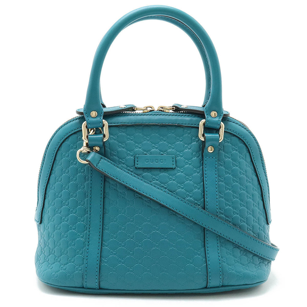 Gucci Microguccissima Handbag Shoulder Leather Turquoise Blue